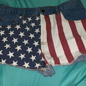 American flag denim shorts